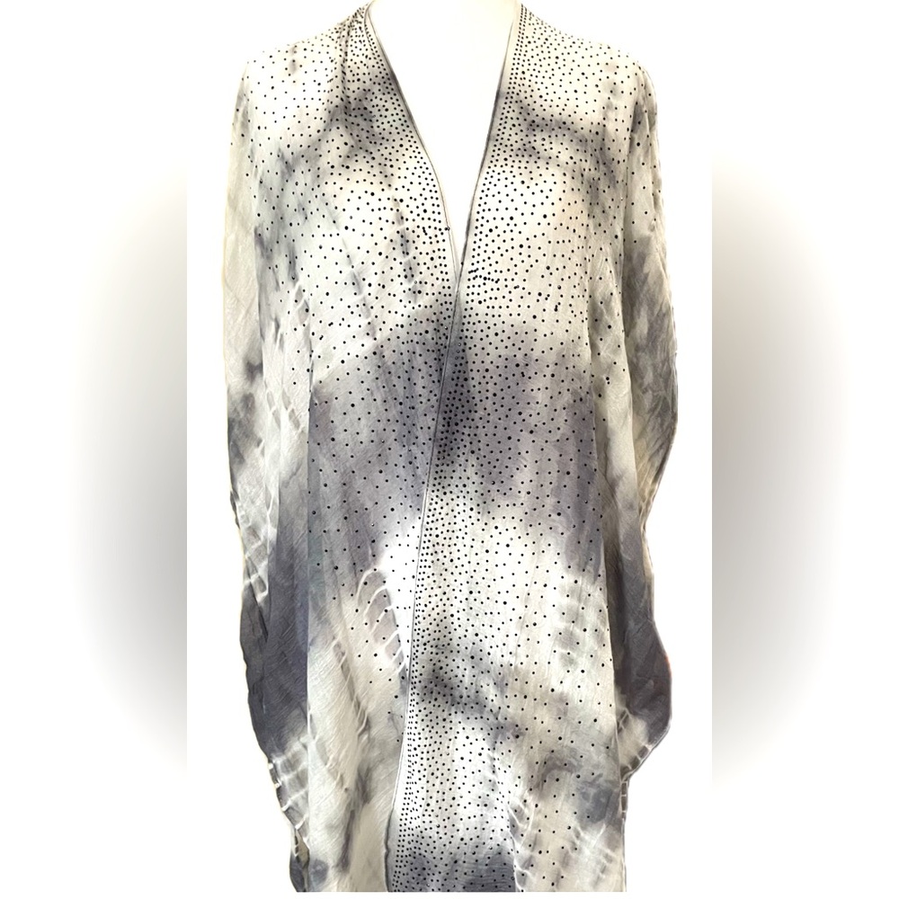 Embellished tie-dye kimono cover-up